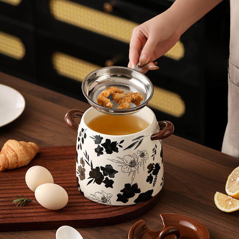 猪油罐陶瓷釉下彩家用大号耐高温调料盒调料罐瓶厨房辣椒油荤油罐