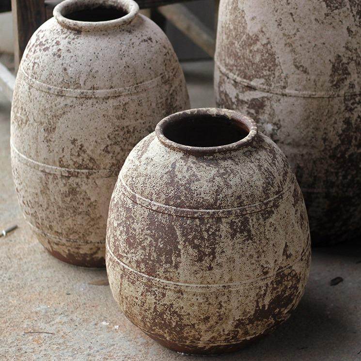 侘寂风复古花瓶粗陶民宿陶罐新中式陶瓷插干花器阳台花盆家居摆件,家居饰品,花瓶,淘宝优惠券,粉丝福利购,淘宝优惠卷