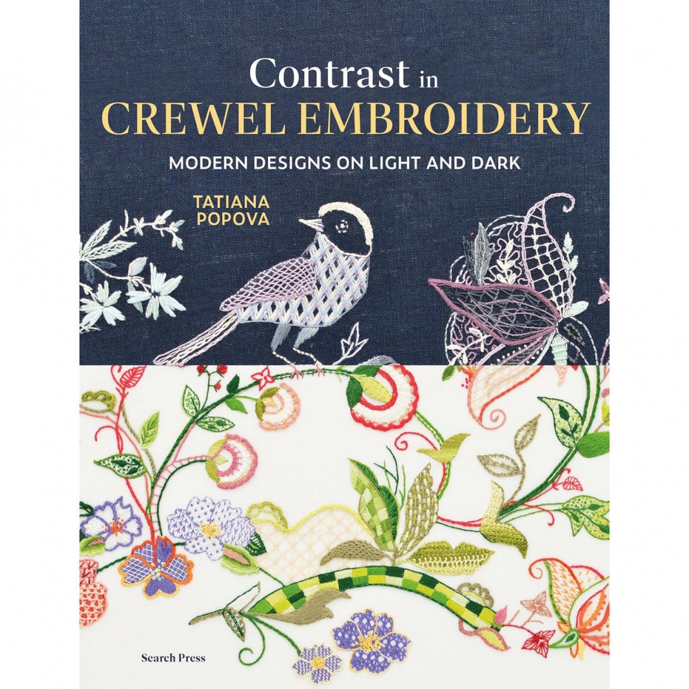 现货 英文精装 Contrast in Crewel Embroidery : Modern Designs on Light and Dark 双面绒绣技术书 原版进口图书