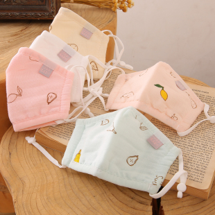 儿童纱布口罩男女童3到6岁秋冬防风防寒小月龄婴儿宝宝纯棉可水洗