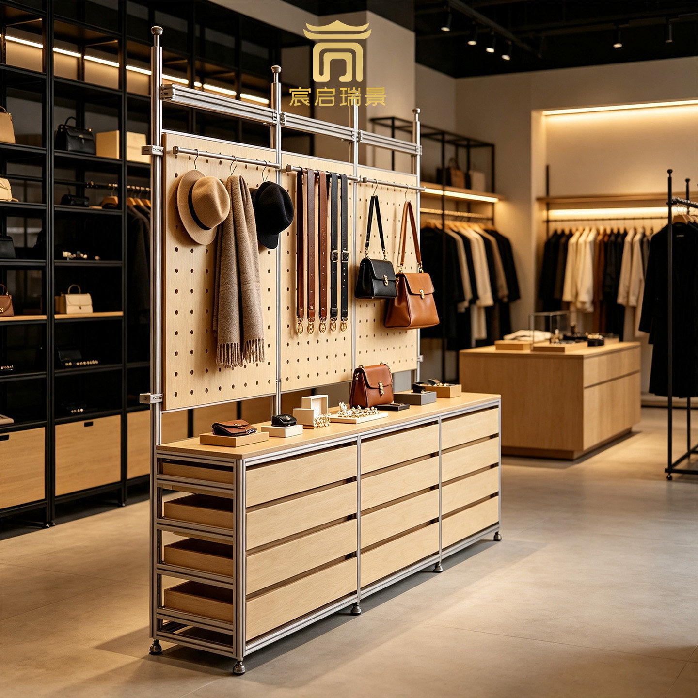 现代简约精品服装店置物架商用展示架多层收纳储物架陈列架收纳柜