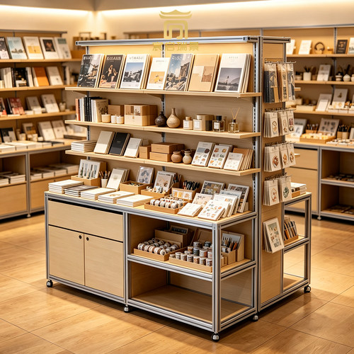 书店文具店铝型材海洋板展示架多层收纳货架商用陈列可定制置物架