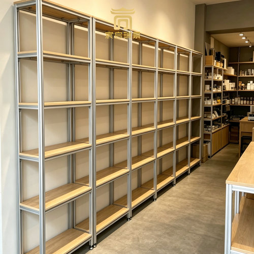 精品门店组合展架铝木型材多层货架文具饰品杂货落地多功能陈列柜
