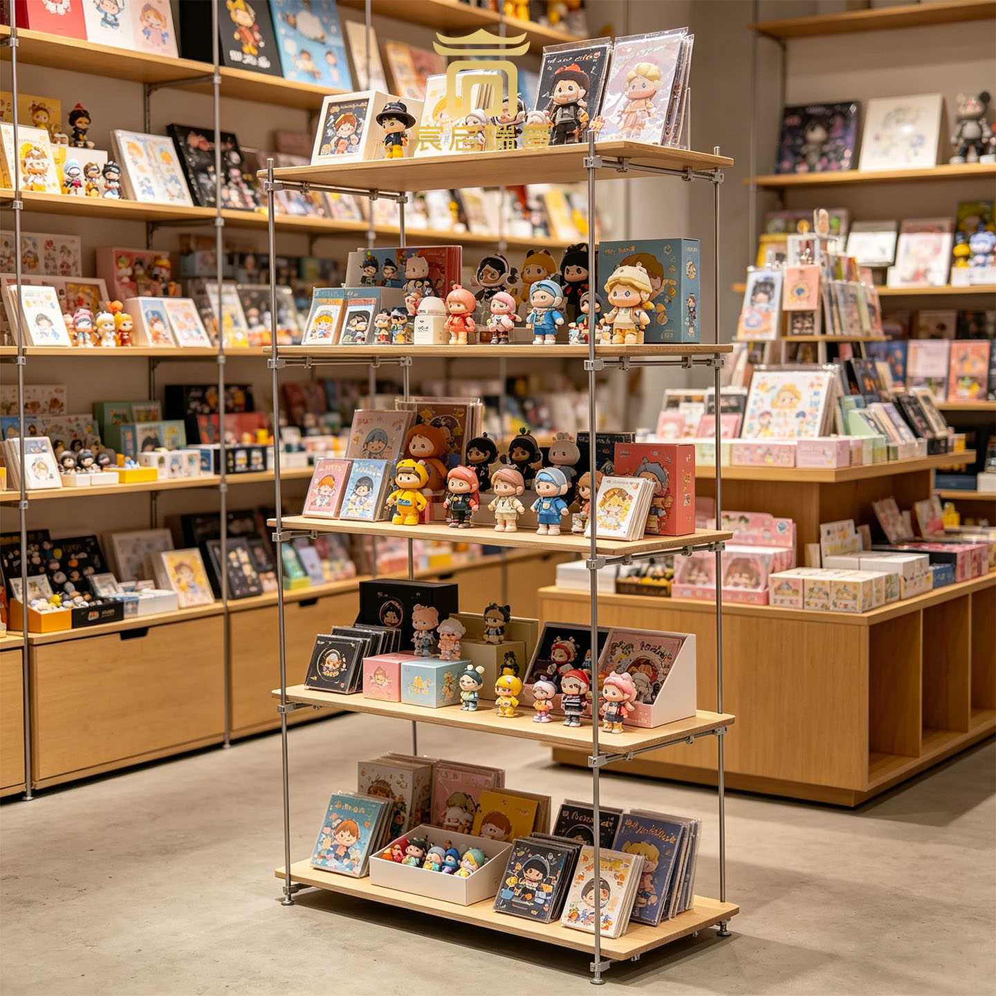 潮玩周边阶梯式展示柜盲盒手办卡牌实体店多层落地商用陈列柜货架图片