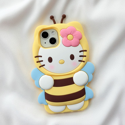 蜜蜂KT猫适用iphone17/16pro苹果15/14promax手机壳13/12可爱11卡通xs max全包xr防摔7/8plus软硅胶套6s新款