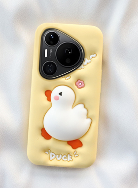 膨胀鸭适用华为mate80/60手机壳pura70pro可爱nova14/13/12卡通11/10/9防摔全包p40荣耀90保护软硅胶套x50女i