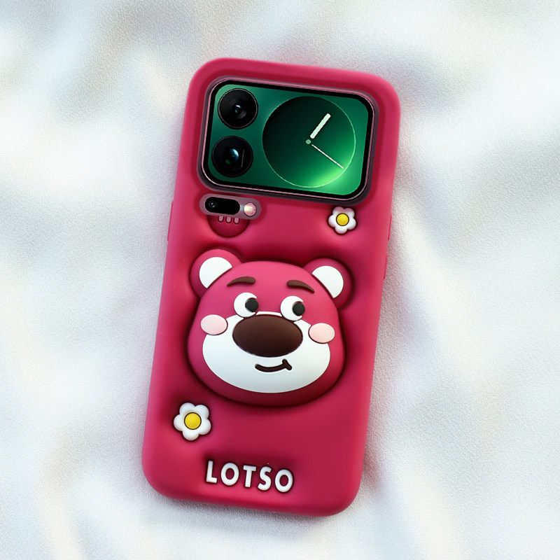 立体支架熊适用小米17promax手机壳米15/14可爱13卡通红米k80全包边k70pro加厚保护k60软硅胶套k90创意女新款