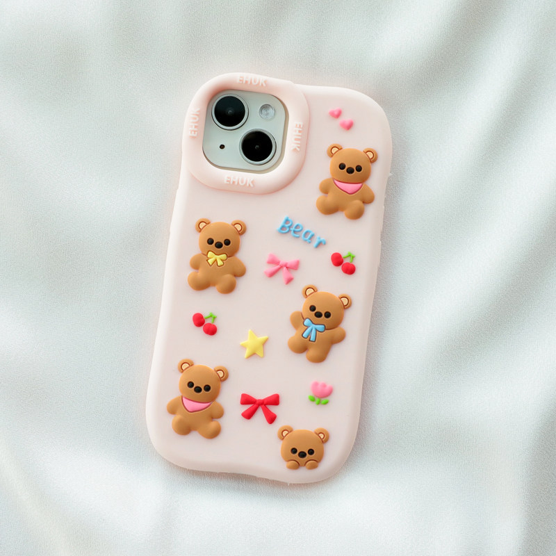 可爱五只小熊适用iphone17/16pro苹果15手机壳14promax卡通全包边13pm加厚防摔max软硅胶套12个性创意11新款