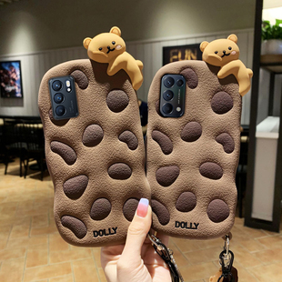 k5情侣k7x女新款 6pro可爱5k创意4se卡通3加厚防摔2z全包保护k9s软硅胶套个性 reno8手机壳7 趴趴饼干熊oppo