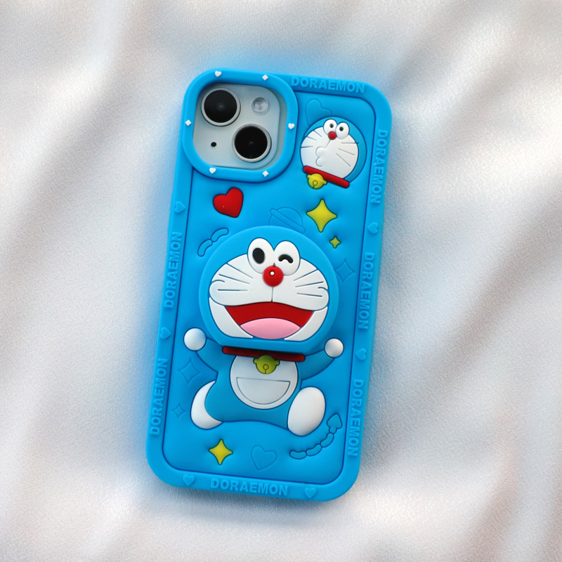 支架叮当猫适用iphone16苹果15/14pro手机壳13promax可爱卡通12全包保护11加厚防摔max软硅胶套个性创意新款