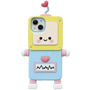 爱心机器人适用iphone17/16pro苹果15/14promax手机壳13pm可爱卡通12全包保护11加厚防摔max软硅胶套创意新款