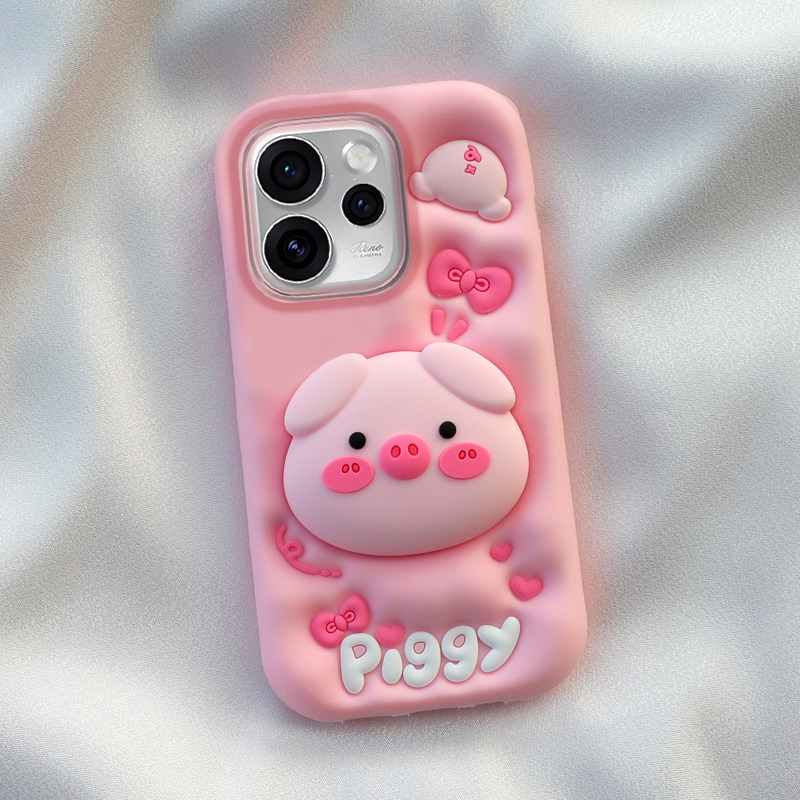 支架膨胀小猪适用oppo find x9/x8手机壳Reno15/14可爱卡通13/12pro全包边a97保护a58加厚55软硅胶套a93s新款