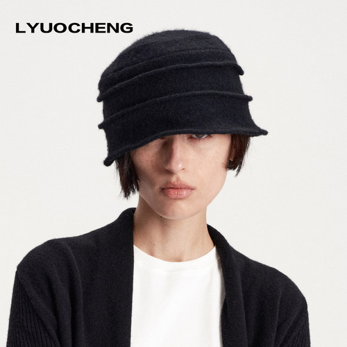 LYUOCHENG 「绵羊毛」秋冬多褶铝丝盆帽经典柔软舒适百搭堆堆帽子