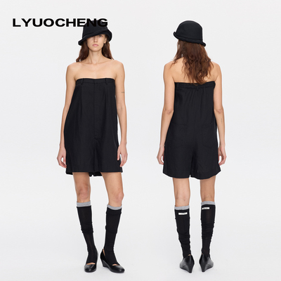LYUOCHENG 莱赛尔亚麻两穿阔腿时尚宽松百搭连体裤短裤