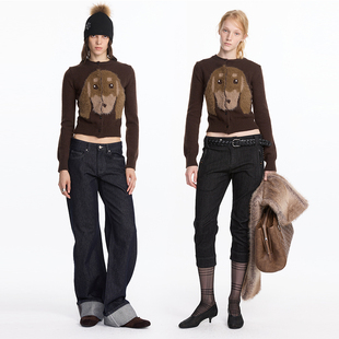 LYUOCHENG 秋冬腊肠狗长毛针织开衫上衣