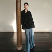 943ParadiseAW2024秋季 新中式 原创丝绒竹叶压花盘扣文艺旗袍上衣