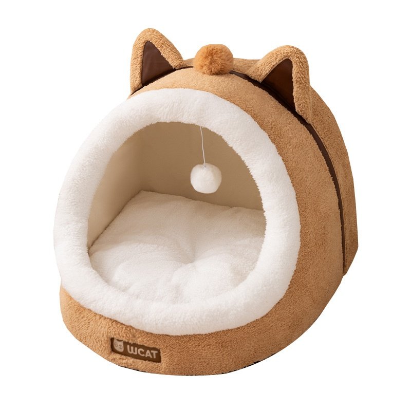 秋冬棕色可爱动物造型半封闭摇篮窝玩睡一体大空间半封闭保暖猫窝,宠物/宠物食品及用品,猫笼子/猫别墅,淘宝优惠券,粉丝福利购,淘宝优惠卷