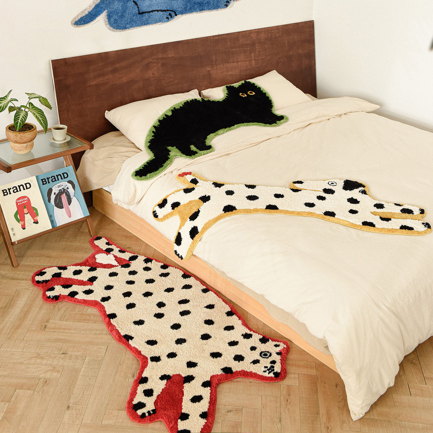 快乐星球 动物豹子卧室床边毯儿童房间地垫毛绒地毯加厚长条地垫