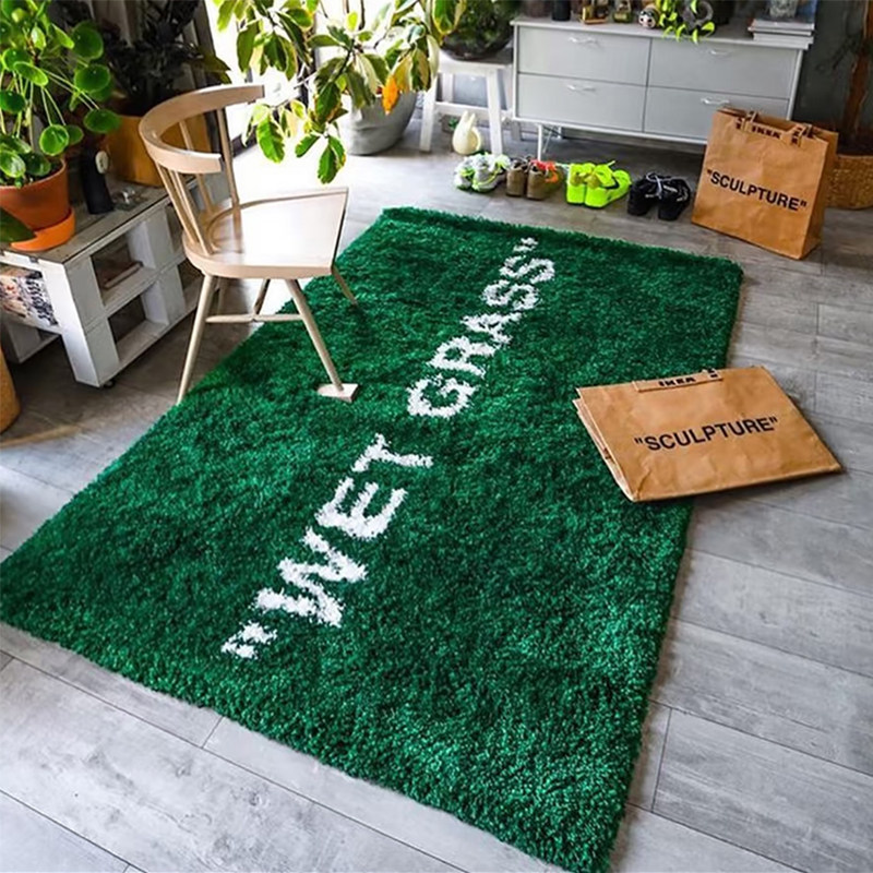 绿色湿草地地毯wetgrass潮流创意家用直播间工作室地垫装饰垫地垫