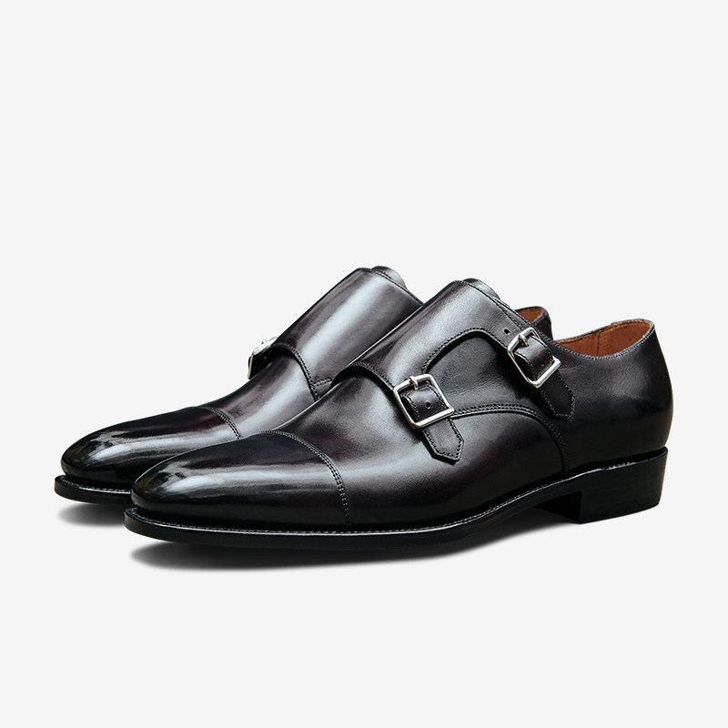 固特异手工僧侣鞋商务正装孟克鞋