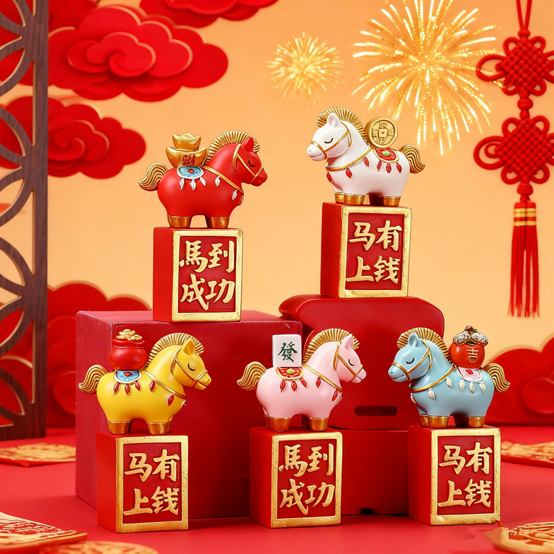 马年吉祥物马上有钱摆件2026生肖