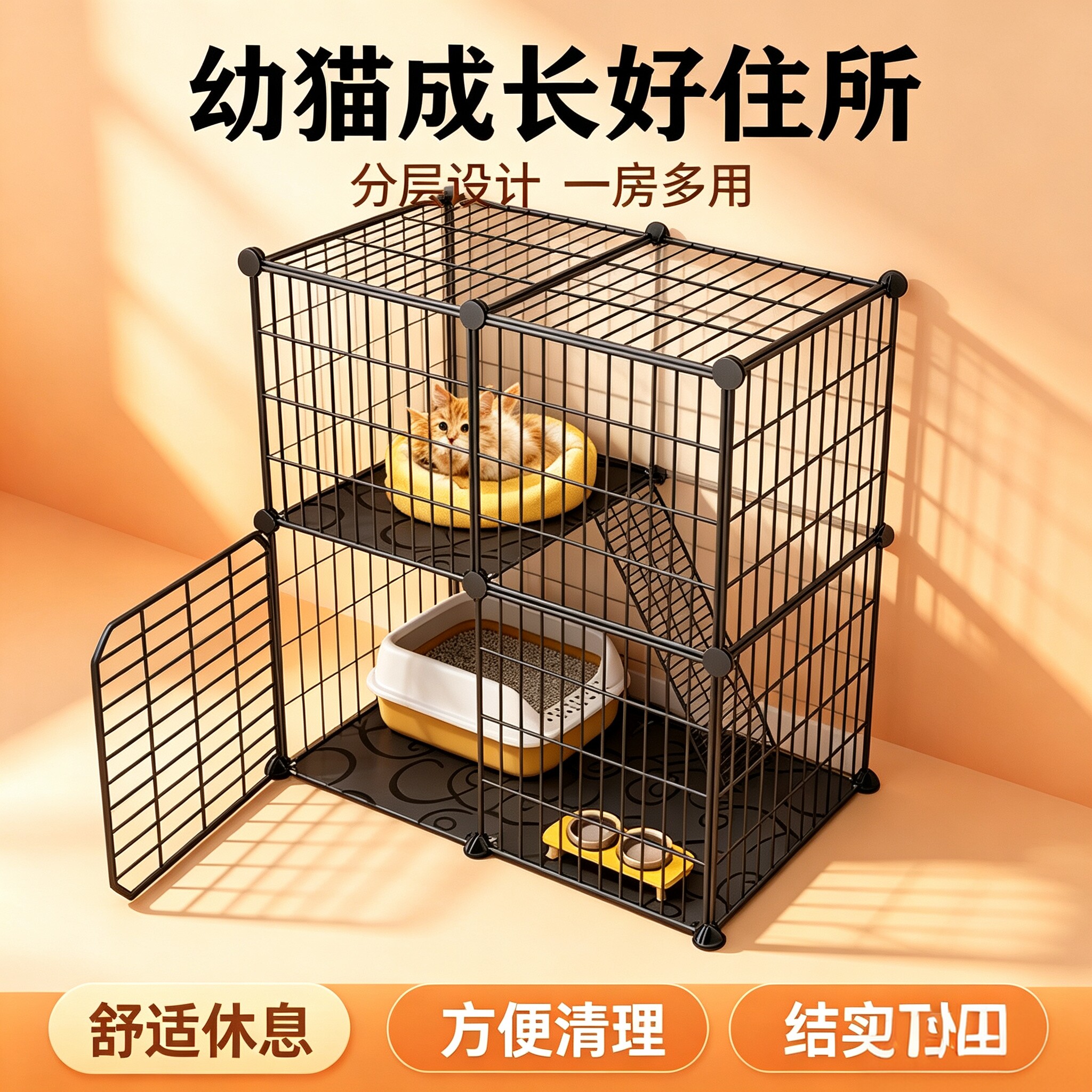 猫笼子家用超大自由空间豪华室内多层猫别墅猫砂盆猫窝一体猫舍