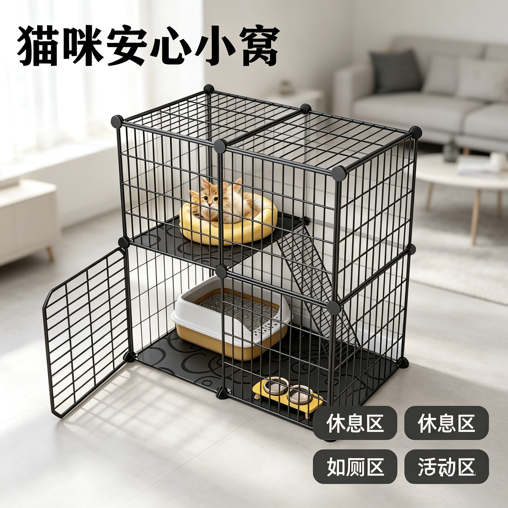 猫笼家用室内可移动不占地猫窝上下层小户型猫柜猫舍猫屋猫咪笼子图片
