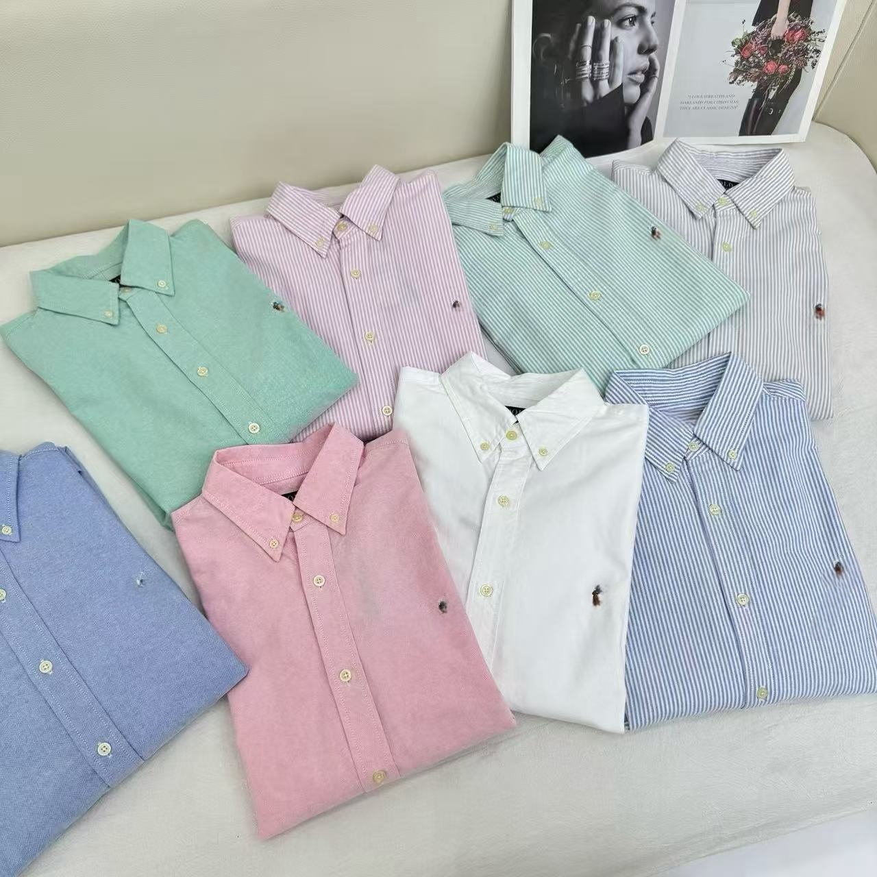 男女同款纯棉牛津纺条纹长袖衬衫