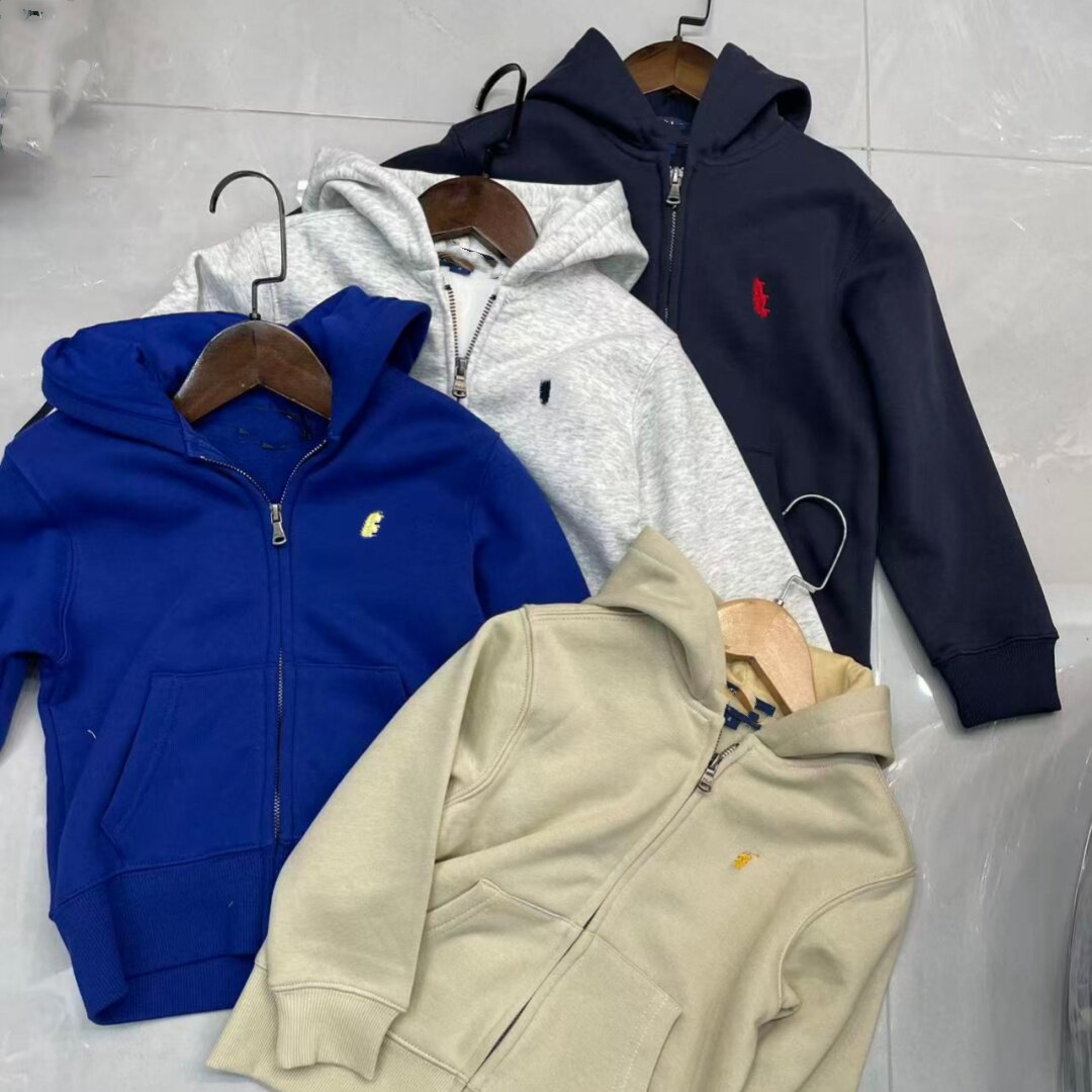 欧美外贸童装 秋冬男女童纯棉加绒拉链连帽卫衣中大童风帽衫外套