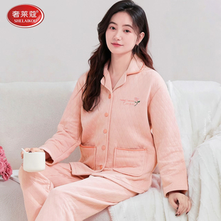 男女冬季 保暖 加厚锁温抗静电睡衣套装 双面夹层棉
