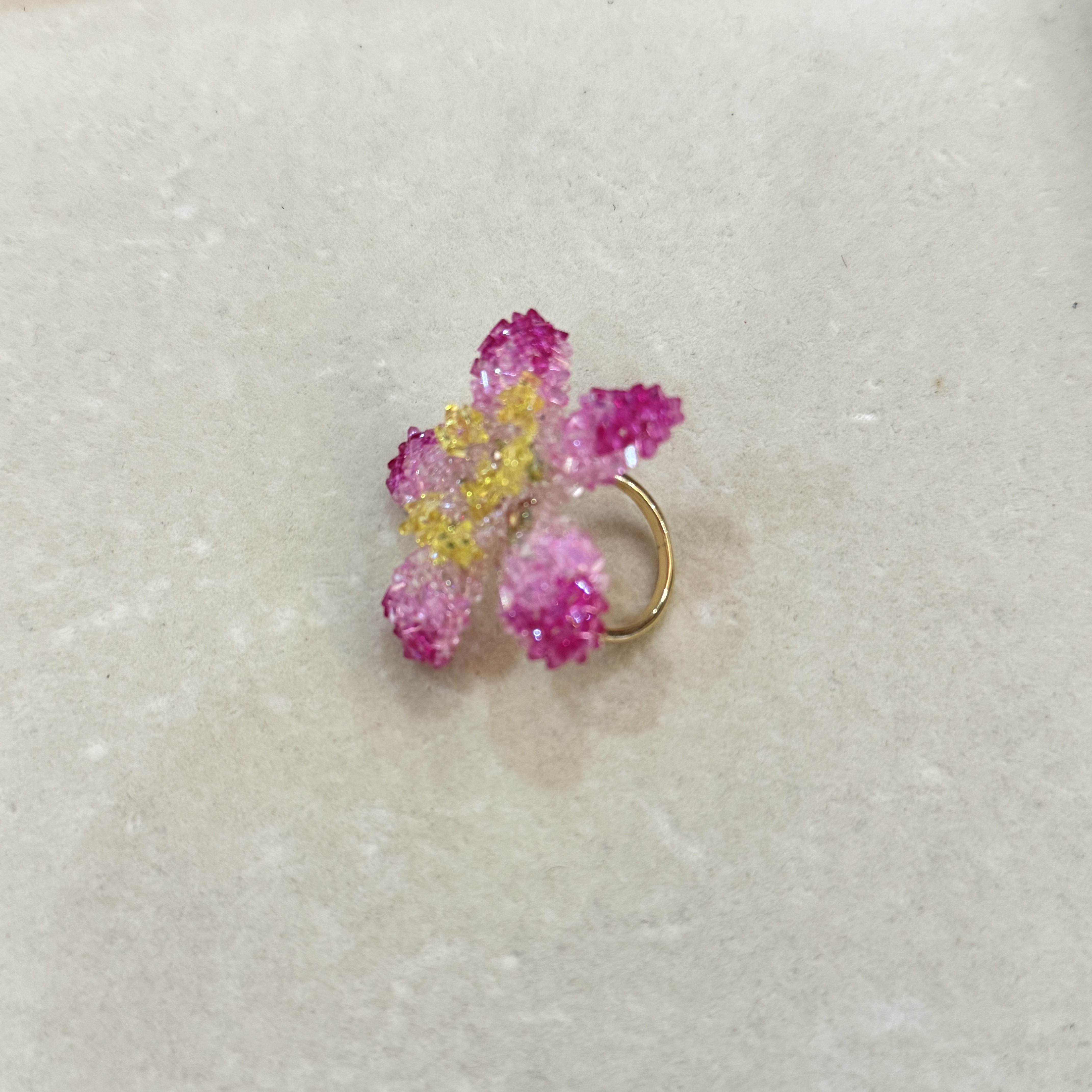 莫奈桃花系列璀璨工艺水晶花朵戒指设计气质高级感日常百搭款