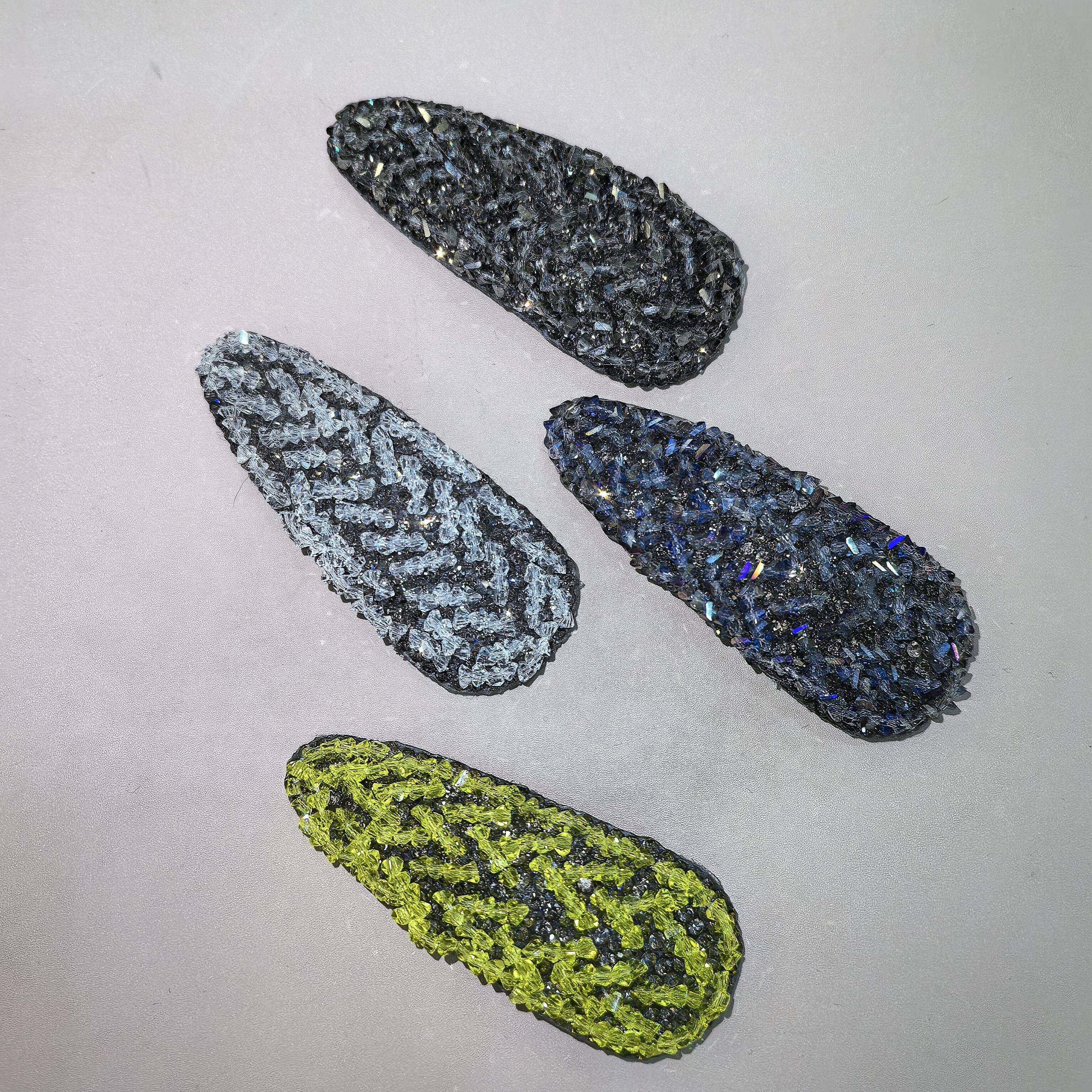 莫奈花语孔雀蓝拜拜夹边夹BB夹设计气质高级感日常百搭