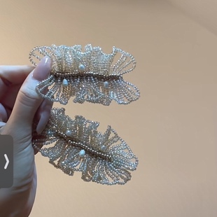 莫奈家金色波浪夹子褶皱弧度高端定制