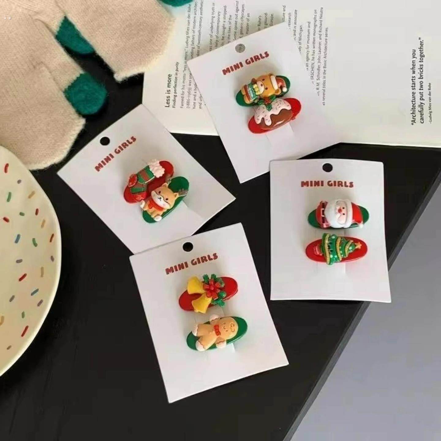 2025新款圣诞节装饰少女发夹头饰品可爱刘海发卡儿童氛围节日礼物