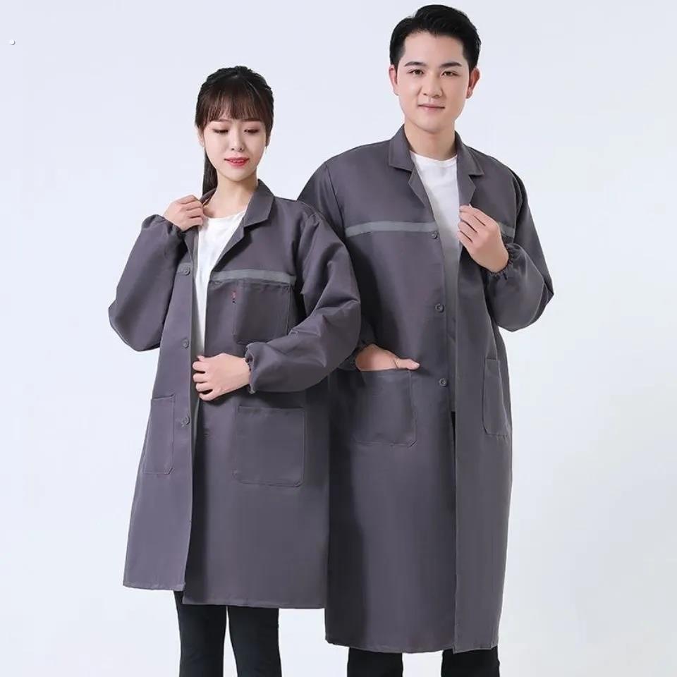工作服大褂加长版男女士罩衣养殖搬运防尘耐磨耐脏加厚长版蓝大褂