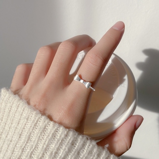 s9999足银蝴蝶结戒指女可调节开口拉丝指环素圈纯银高级感ins尾戒