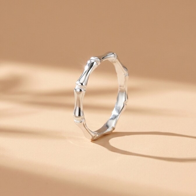 足银S999竹节情侣戒指图片
