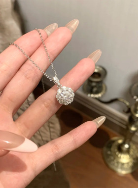 S925纯银爆闪太阳花项链女