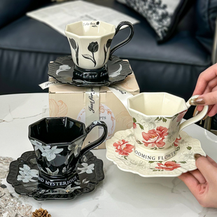 复古法式陶瓷咖啡杯高档精致好看的杯子伴手礼物下午茶杯碟套装