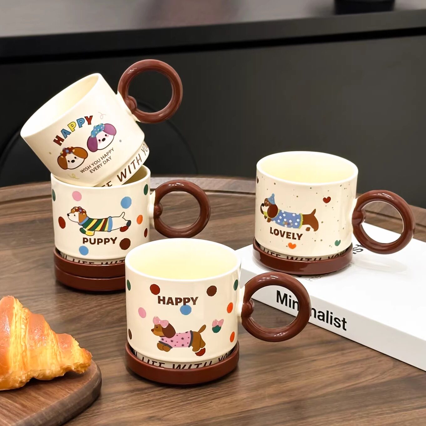 金卡佰马克杯可爱杯子家用喝水带盖子陶瓷杯微波炉儿童饮水杯礼盒