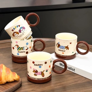 金卡佰马克杯可爱杯子家用喝水带盖子陶瓷杯微波炉儿童饮水杯礼盒