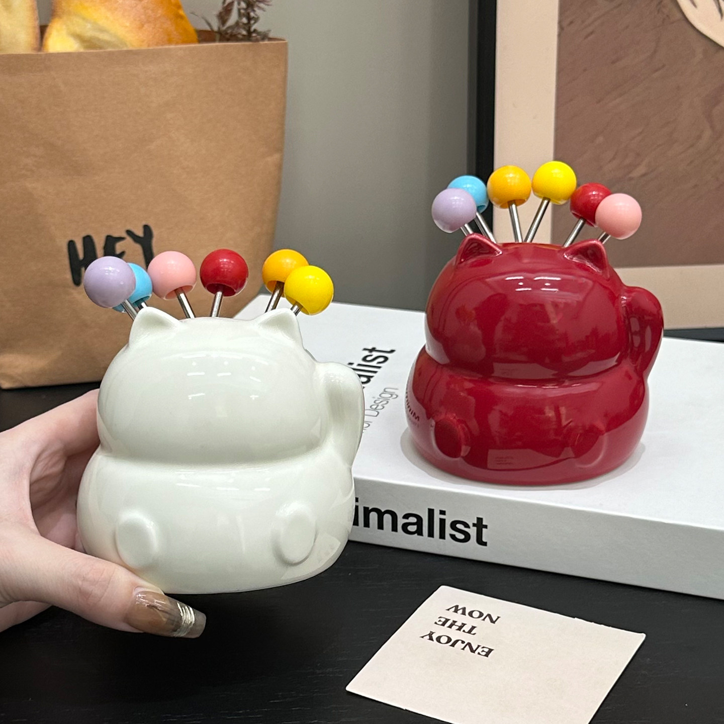 金卡佰水果叉家用不锈钢可爱儿童水果插高级感创意小叉子收纳罐,餐饮具,水果叉/水果签,淘宝优惠券,粉丝福利购,淘宝优惠卷