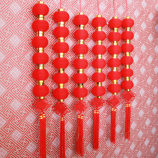 新年喜庆灯笼串春节红色抗压防水小灯笼六连串新春流苏挂饰装饰品