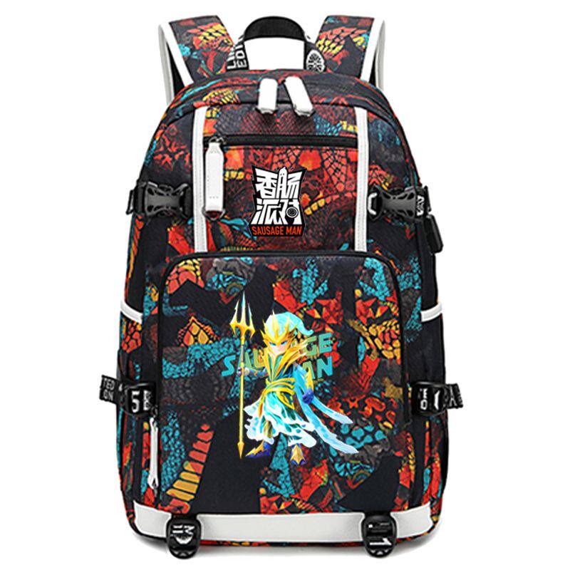 2024香肠派对Q版吃鸡生存射击手游戏周边书包男女学生双肩背包大