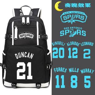 2025马刺队邓肯21号帕克吉诺比利莱昂伦纳德德罗书包双肩包背包篮
