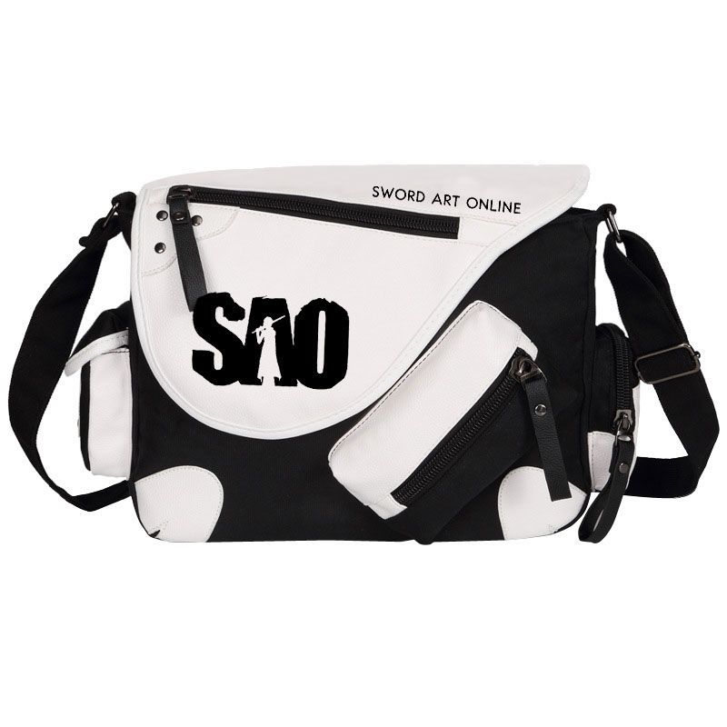 2024动漫男单肩斜挎包刀剑神域sao桐谷和人周边背包漆皮帆布书包