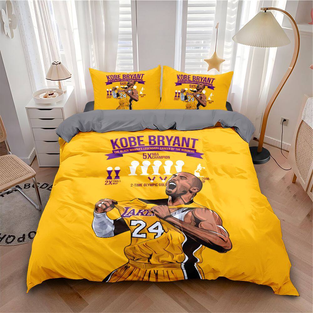 2024科比球星图片磨毛被套NBA篮球印花四件套凉感亲肤家居床单床