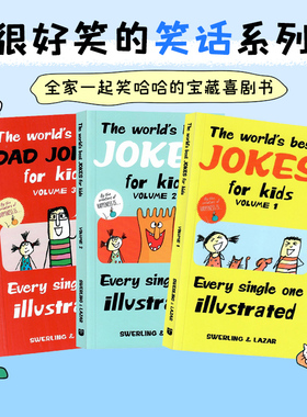 很好笑的笑话3册英文原版 The Worlds Best Jokes for Kids Volume 脑筋急转弯全家一起笑哈哈的宝藏喜剧书儿童插图幽默笑话书