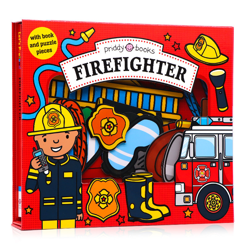 小小角色扮演家 消防员 Let's Pretend Firefighter 英文原版绘本 亲子互动拼图游戏书精美纸板书宝宝益智专注力开发儿童图书
