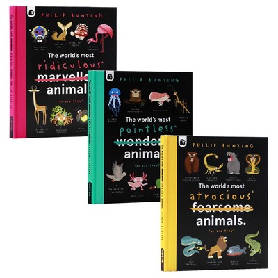 Philip Bunting儿童科普绘本动物百科3册英文原版The World's Most Atrocious /Pointless/Ridiculous Animals 世界上最凶残的动物